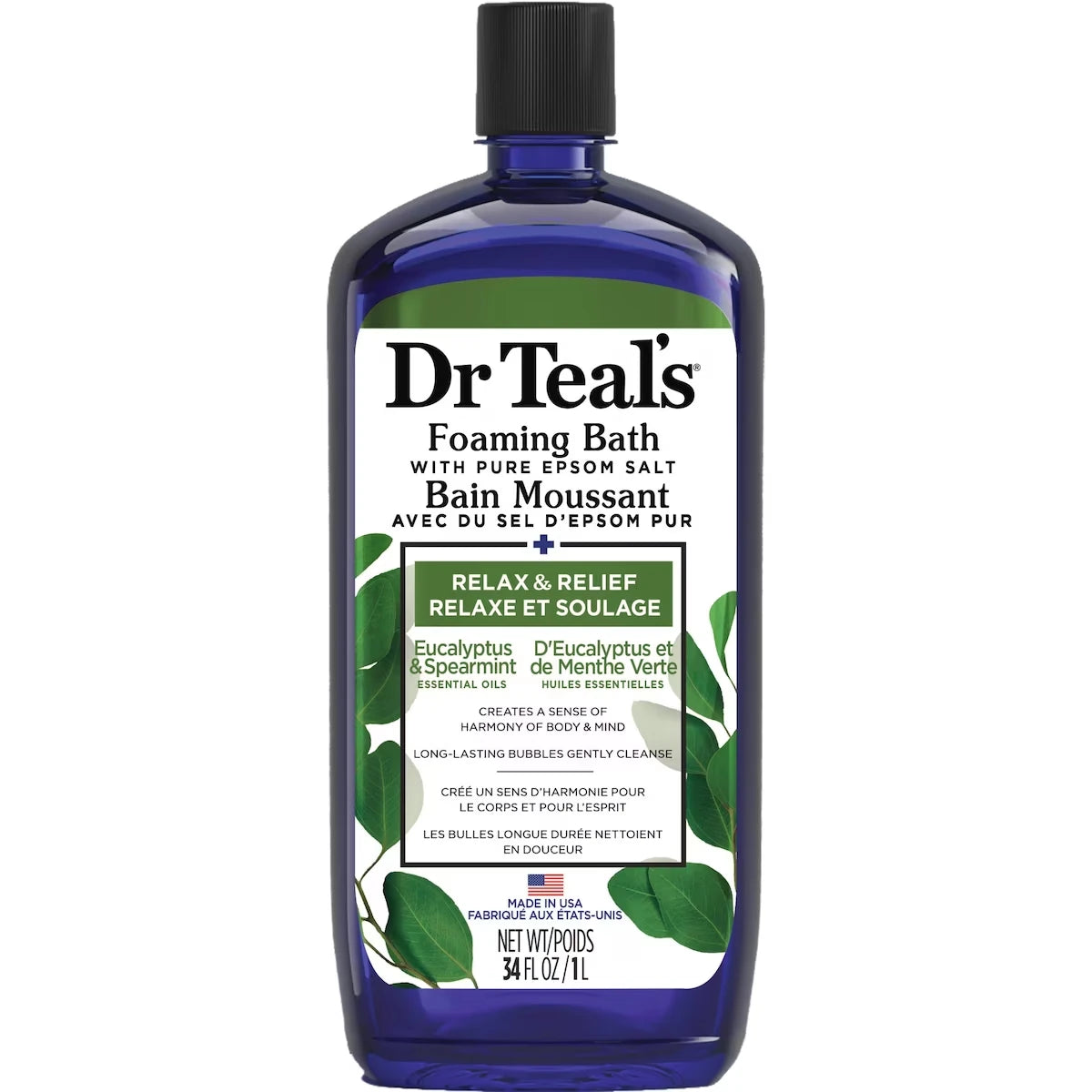 Bain Moussant avec du Sel D'Epsom Pur, Relaxe et Soulage D'Eucalyptus et de Menthe Verte