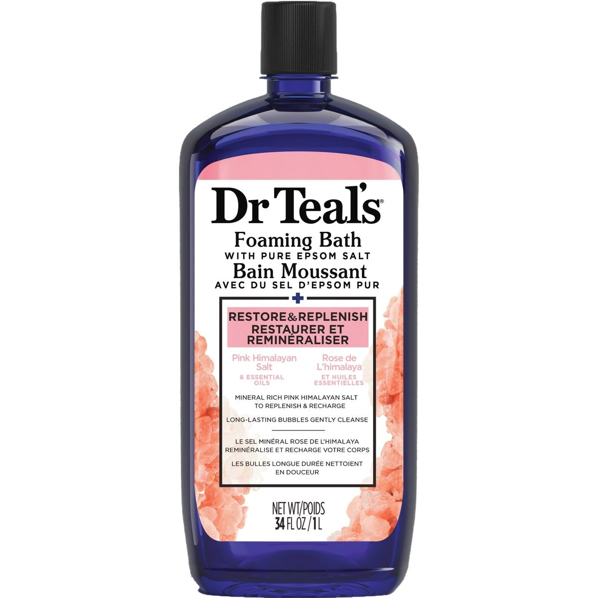 Bain Moussant avec du Sel D'Epsom Pur, Rose de L'himalaya, Restaurer et Reminéraliser Rose de L'himalaya et Huiles Essentielles