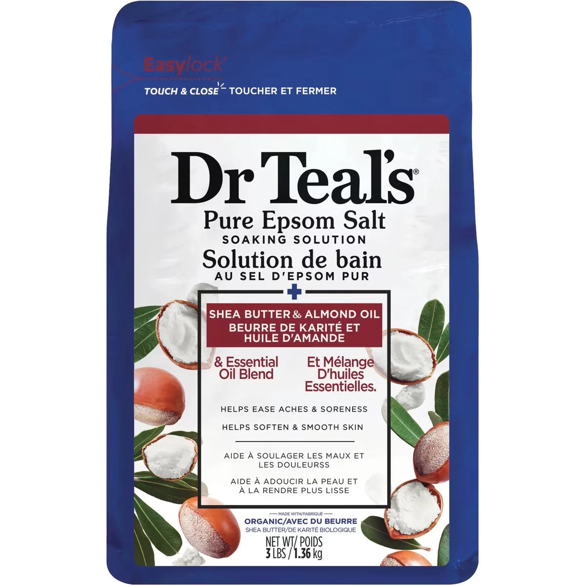 Solution de bain au sel d'epsom pur, Beurre de karité et huile d'amande