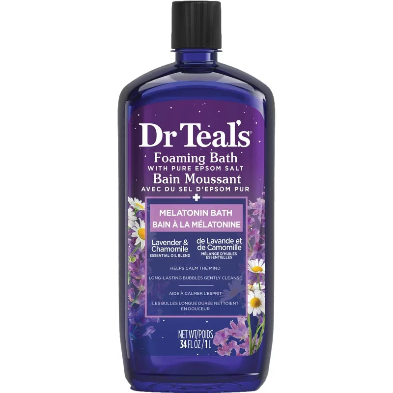 Bain Moussant avec du Sel D'Epsom Pur, Bain à la Mélatonine, Lavande et de Camomille Mélange D'Huiles Essentielles