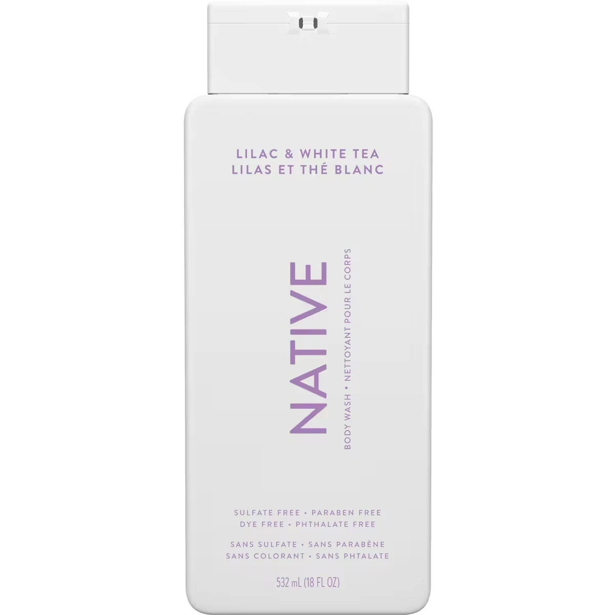 Nettoyant pour le corps lilas et thé blanc sans sulfate, sans parabènes