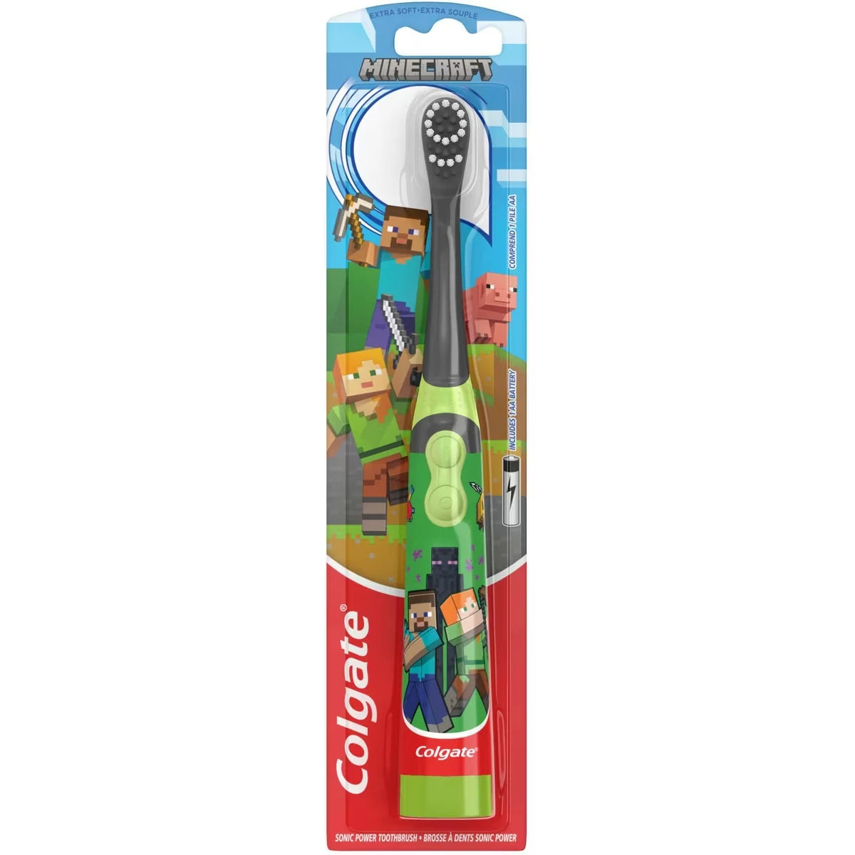 Brosse à dents vibrante alimentée pour enfants Minecraft, paquet de 1