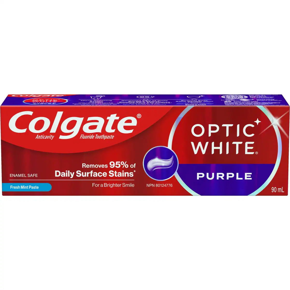 Dentifrice Optic White Violet pour le blanchiment des dents, pâte à la menthe, 90 mL