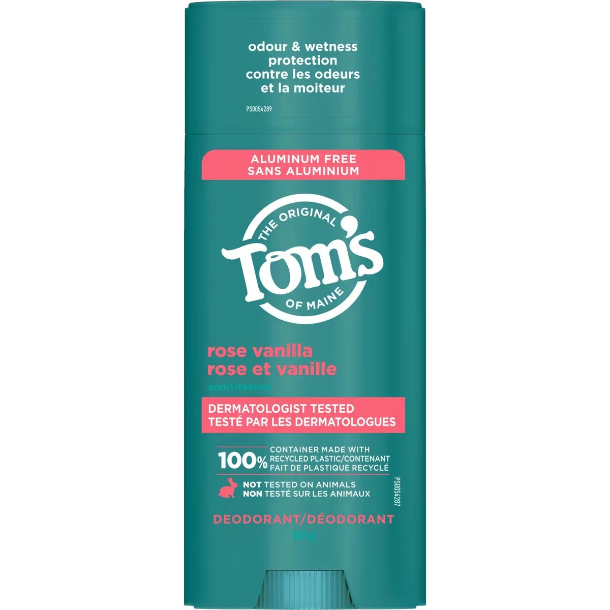 Déodorant naturel pour femmes et hommes Tom’s of Maine Rose et vanille, sans aluminium, 92 g