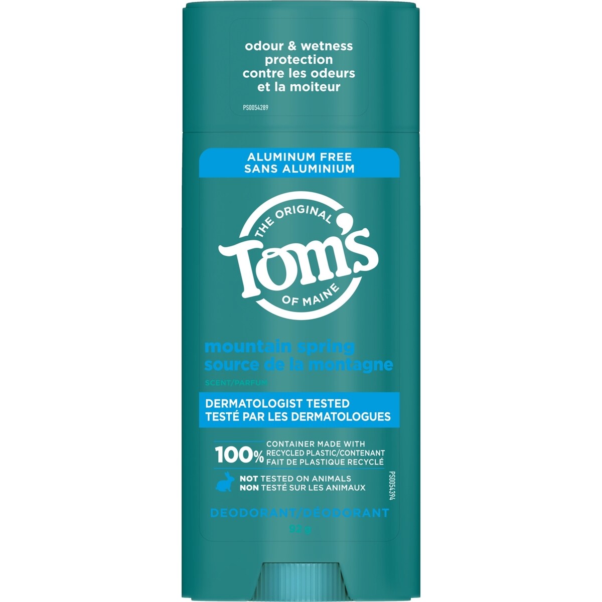 Déodorant naturel pour hommes et femmes Tom’s of Maine Source de la montagne, sans aluminium, 92 g