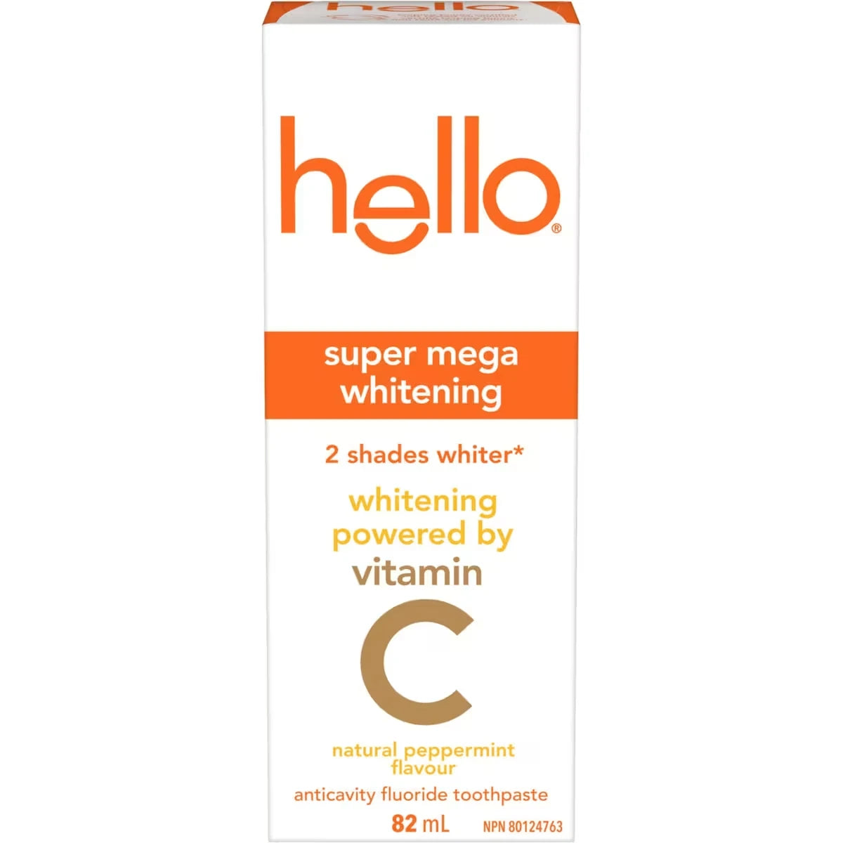 Super Mega Dentifrice Blanchissant Avec Fluorure, Dentifrice Blanchissant Avec Vitamine C, Aide À Blanchir les Dents Jusqu'à 2 Tons, Saveur Naturelle de Menthe Poivrée, Tube de 82mL