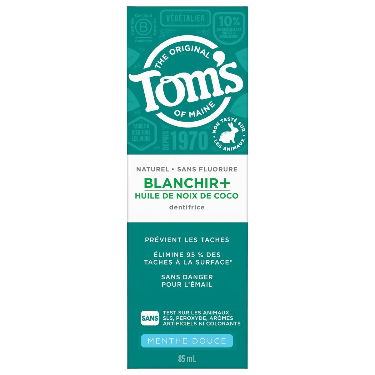 Dentifrice sans Fluorure, à l’Huile de Coco