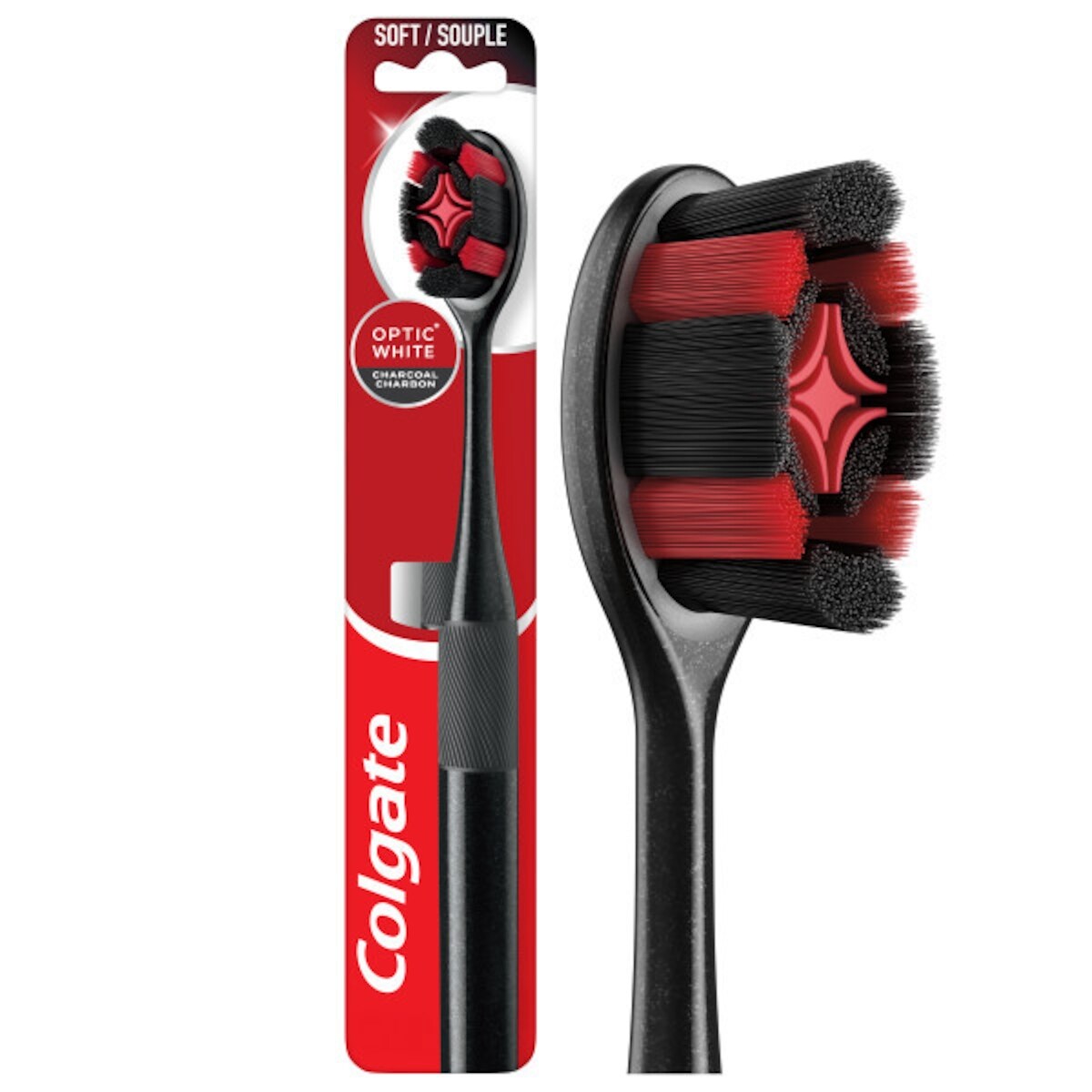 Brosse à dents souple au charbon Optic White pour adultes