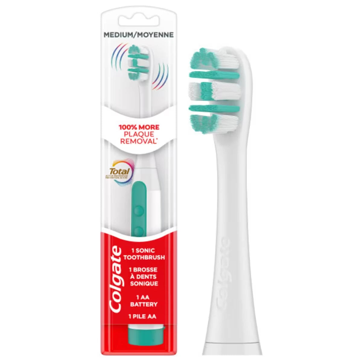 Brosse à dents sonique à piles Total, poils moyens