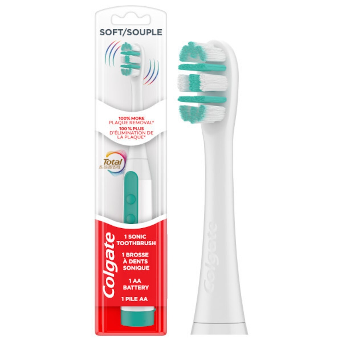 Brosse à dents sonique à piles Total, poils souples