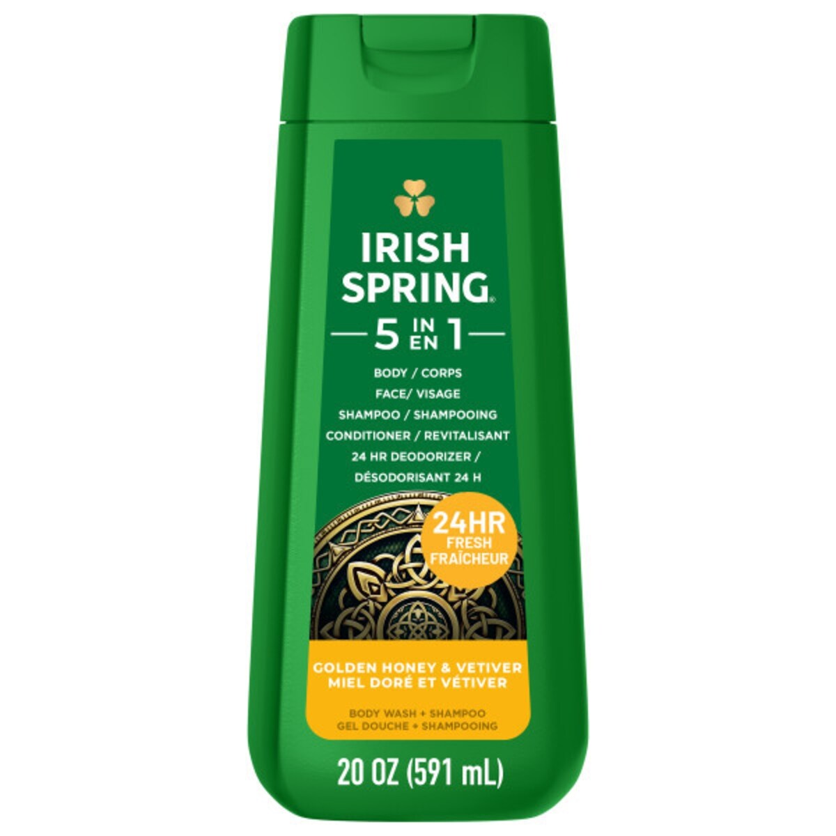 Gel douche 5 en 1, parfum Miel doré et vétiver