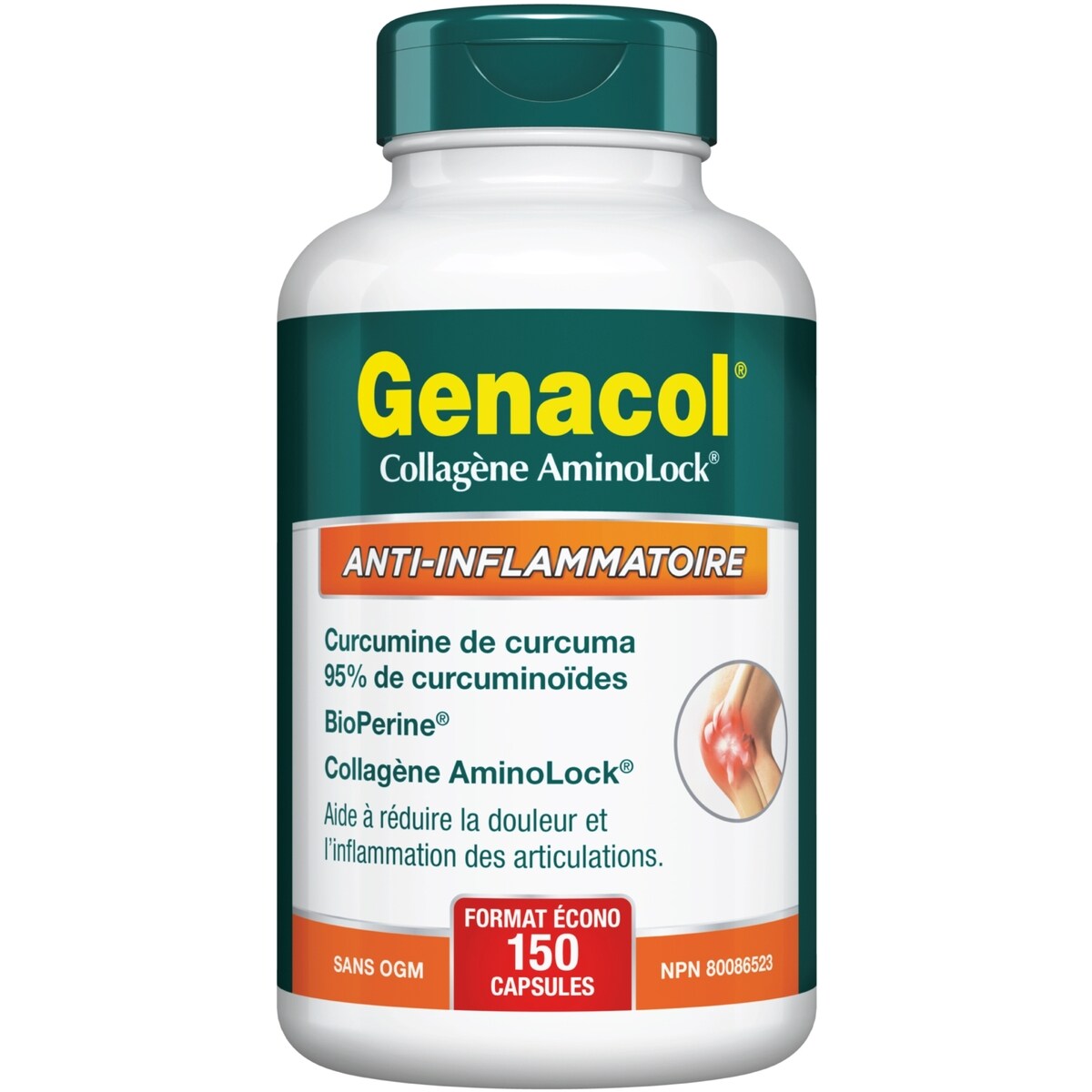 Anti-Inflammatoire avec Collagène AminoLock, Curcumine de Curcuma et BioPerine