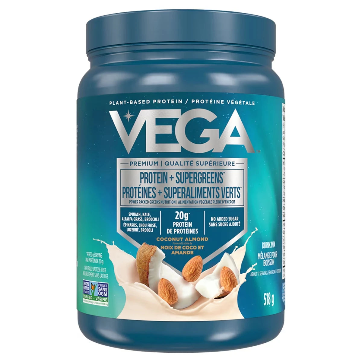 Protéines et légumes verts - Noix de coco et amandes