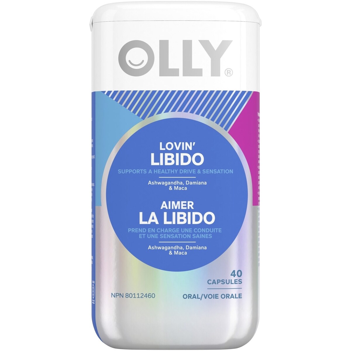 Suppléments en Capsules prend en charge une conduite et une sensation saines OLLY  Aimer la Libido suppléments pour femmes avec ashwagandha, damiana et maca 40 capsules