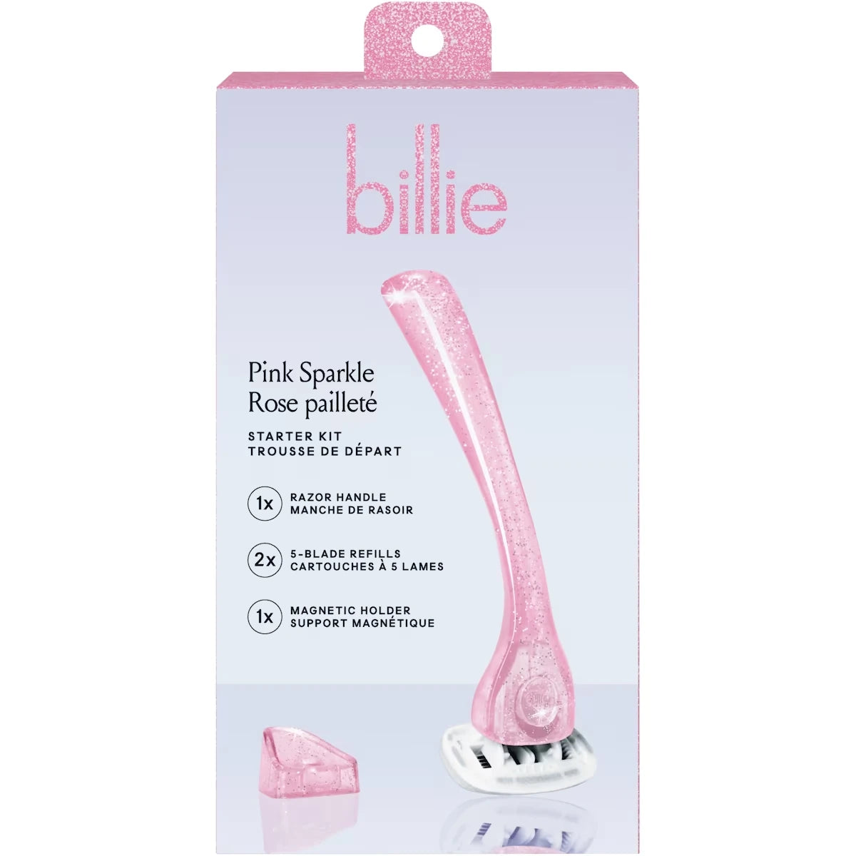 Trousse de départ de rasoir Billie pour femmes – Rose pailleté