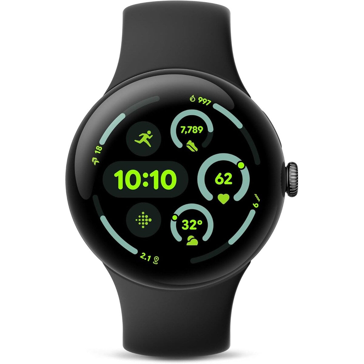 Montre connectée Pixel Watch 3 (45 mm) avec bracelet Obsidienne, Wi-Fi, Noir mat