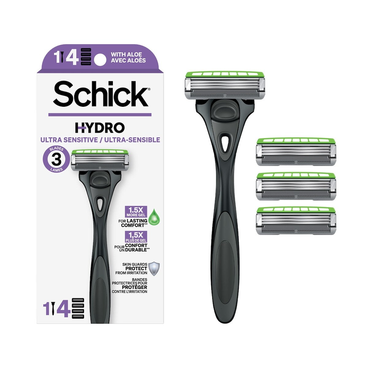 Rasoir Schick Hydro Ultra Sensitive, Rasoir + 4 Recharges