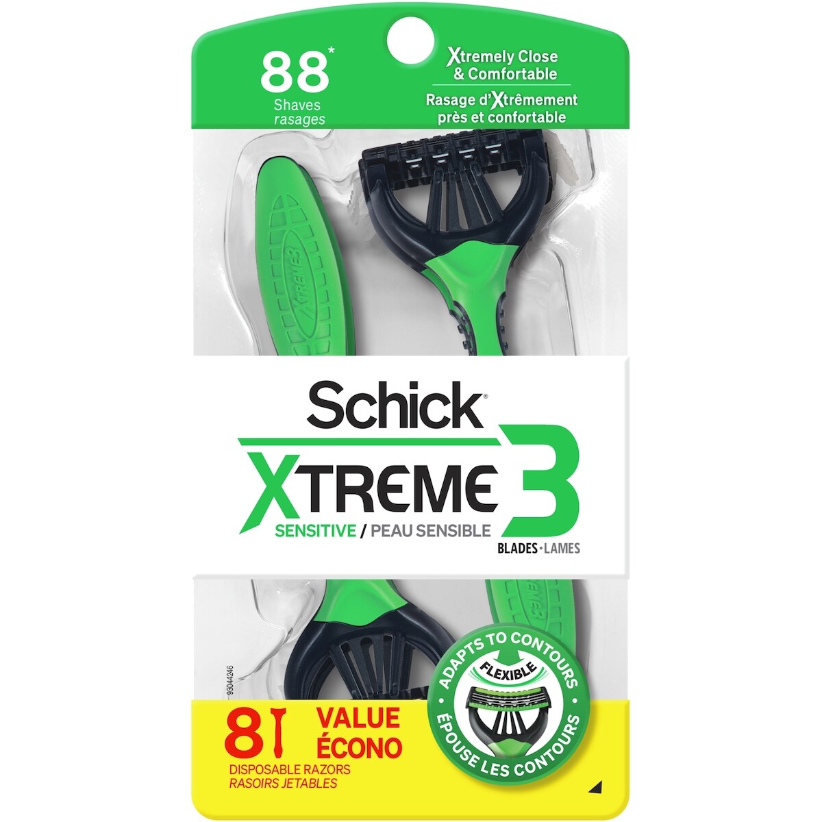 8 rasoirs jetables à 3 lames pour hommes Schick Xtreme3 pour peau sensible