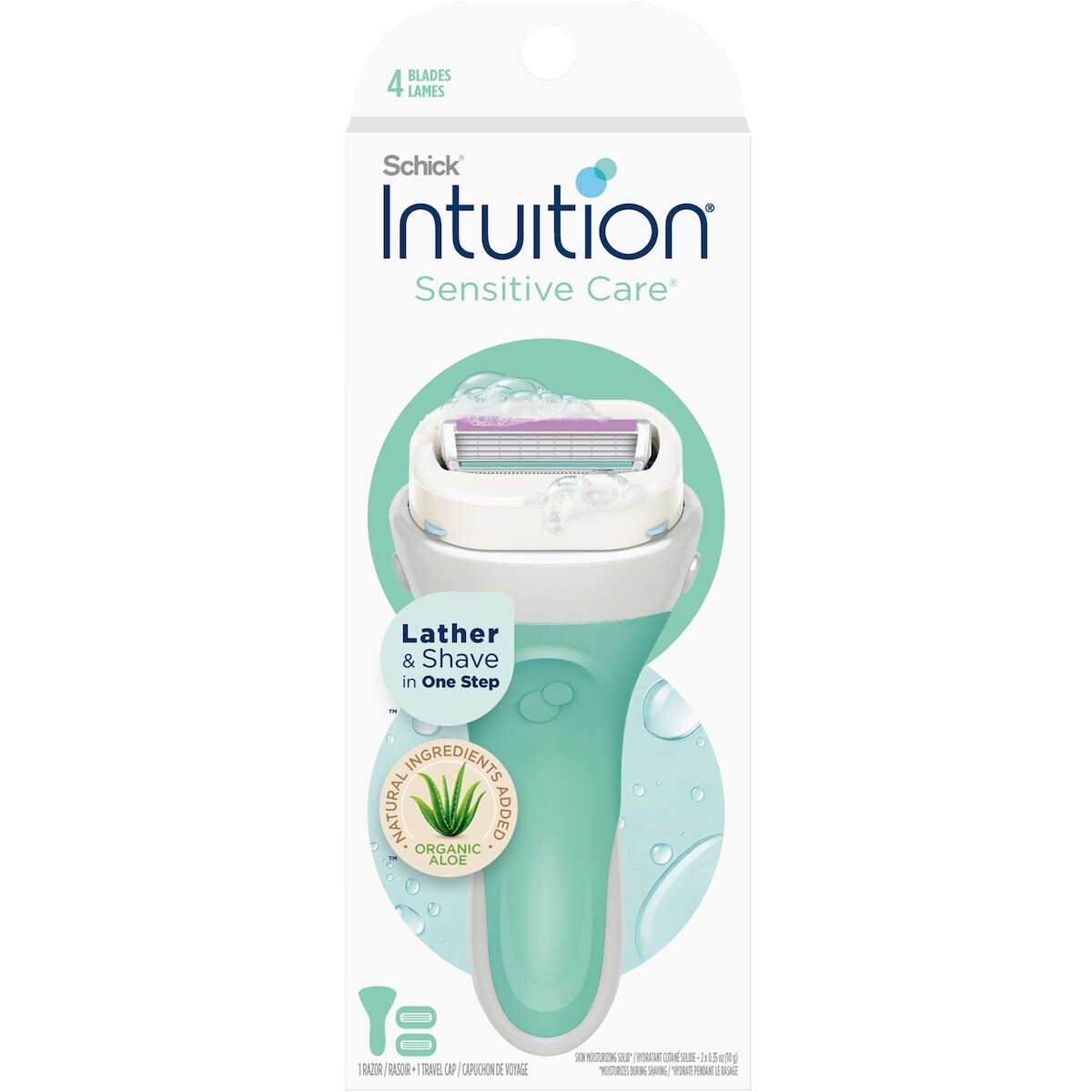 Rasoir pour femmes Schick Intuition Naturals Sensitive Care avec vitamine E et aloès