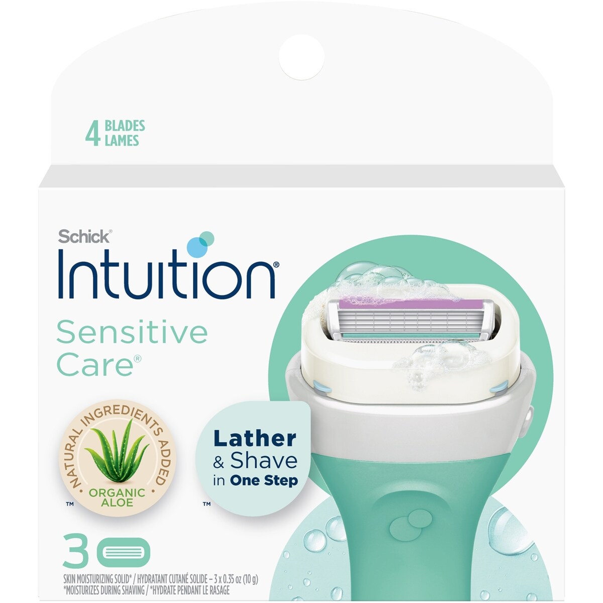Cartouches de lames Schick Intuition Naturals Sensitive Care avec vitamine E et aloès