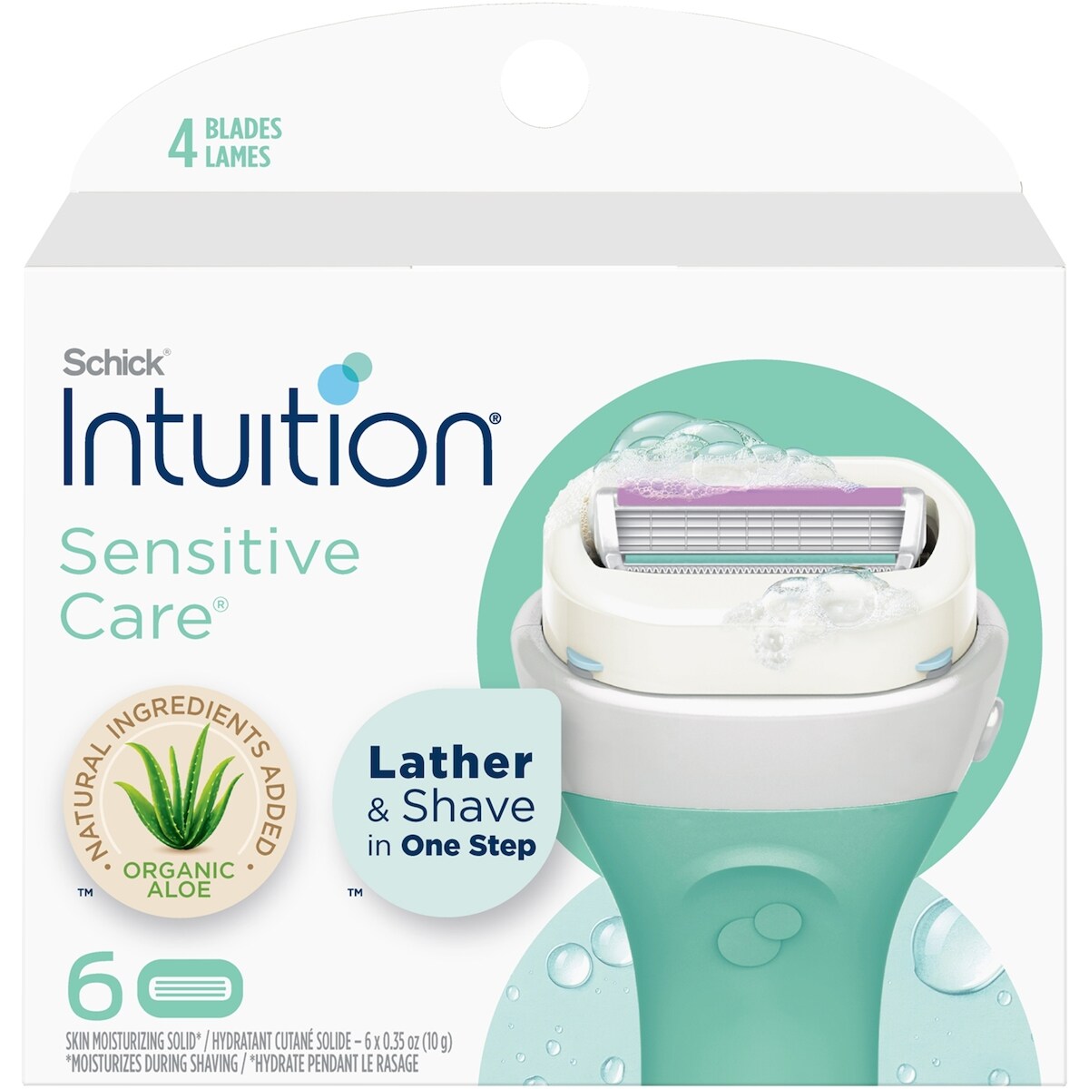 Cartouches de lames Schick Intuition Naturals Sensitive Care avec vitamine E et aloès