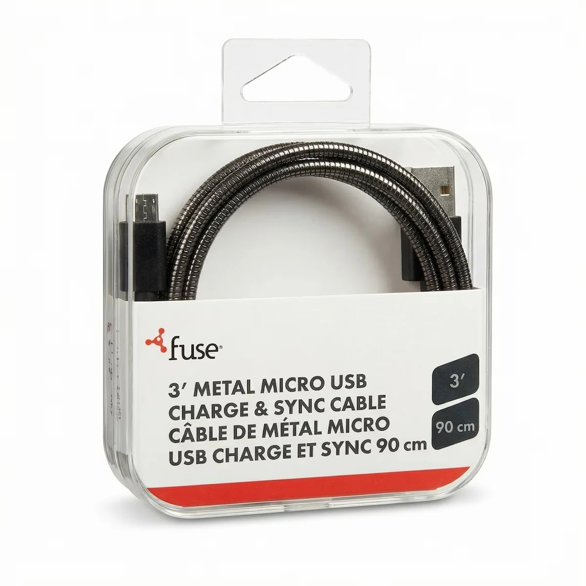 Câble Micro USB en métal 3 pi – Noir