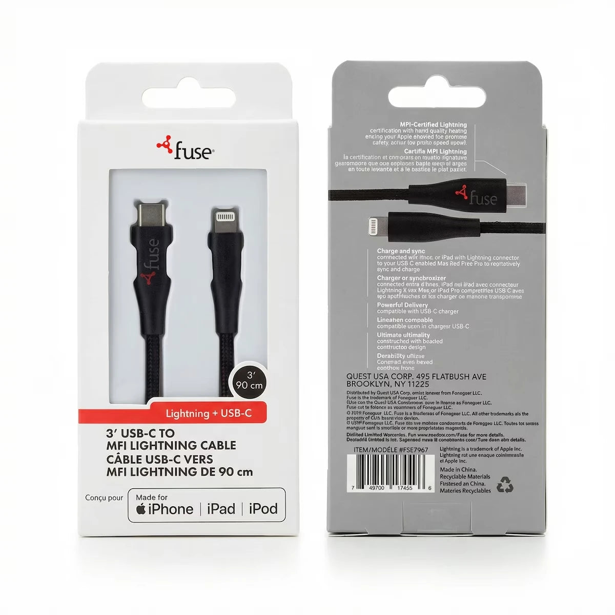 Câble Type-C vers Lightning 3 pi