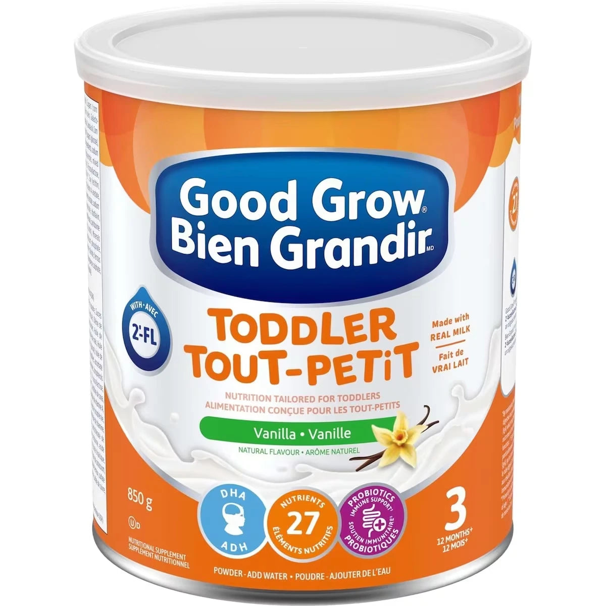 Bien Grandir boisson nutritionnelle pour tout-petits, à partir de 12 mois, saveur vanille, 850 g