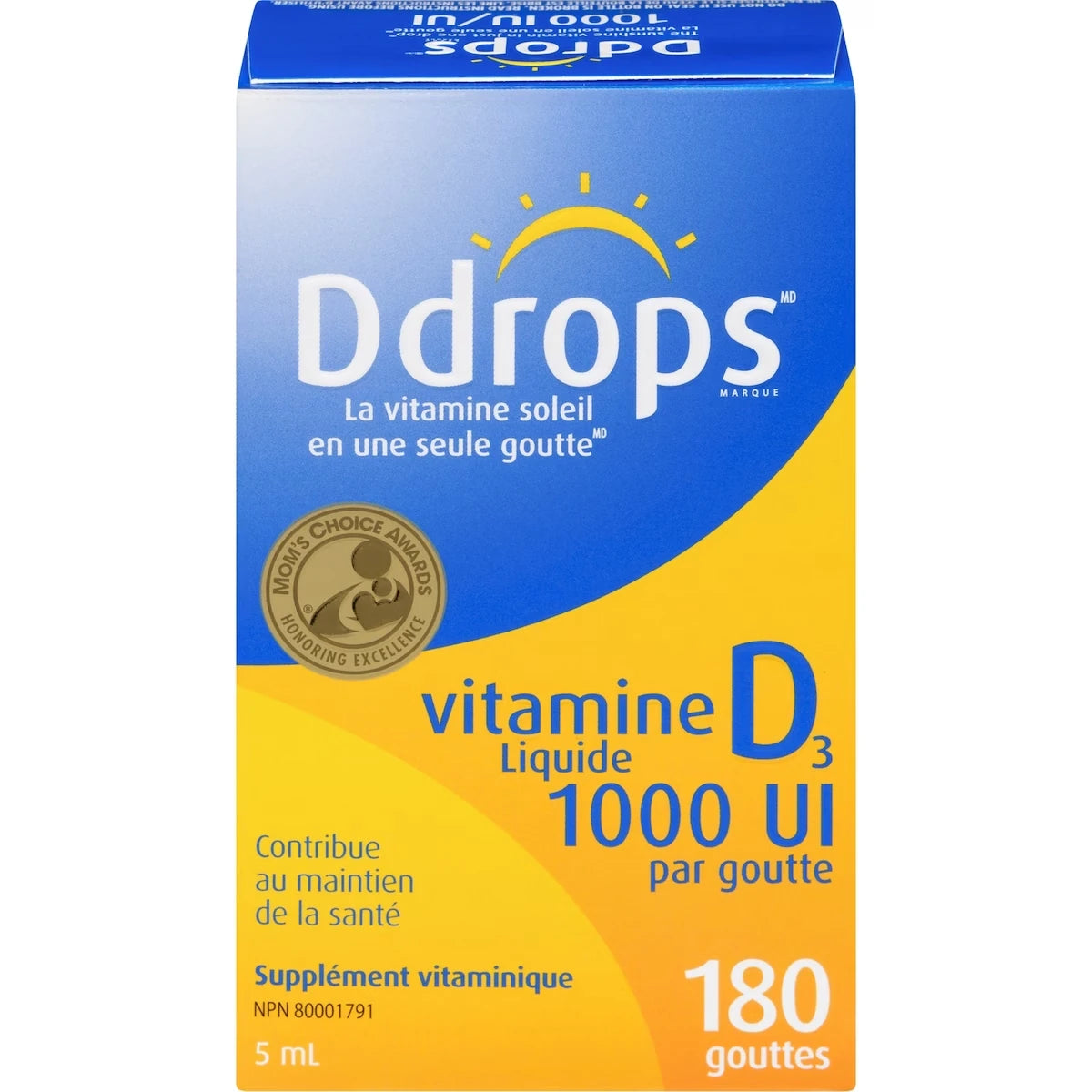 Adultes 1000 UI vitamine D3, 180 gouttes