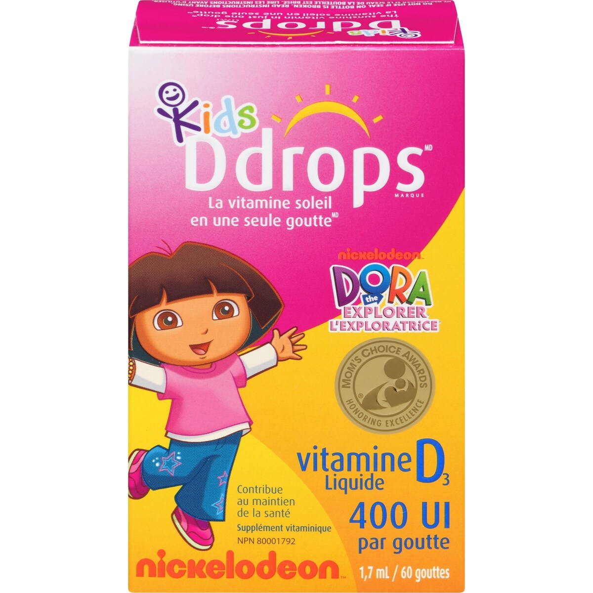 Kids 400 UI vitamine D3, 60 gouttes