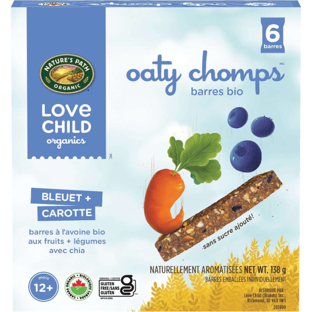 Barres collation bleuet + carotte Oaty Chomps