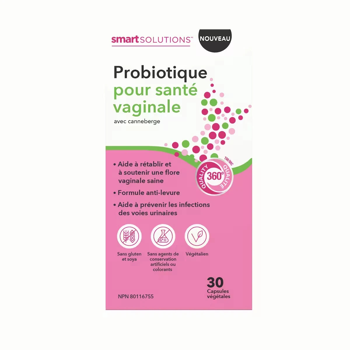 Probiotique pour santé vaginale avec canneberge, 30 capsules
