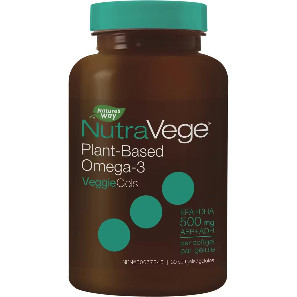 Oméga-3 NutraVege, À base de plante, Gélules liquides, Menthe fraîche, 30 gélules