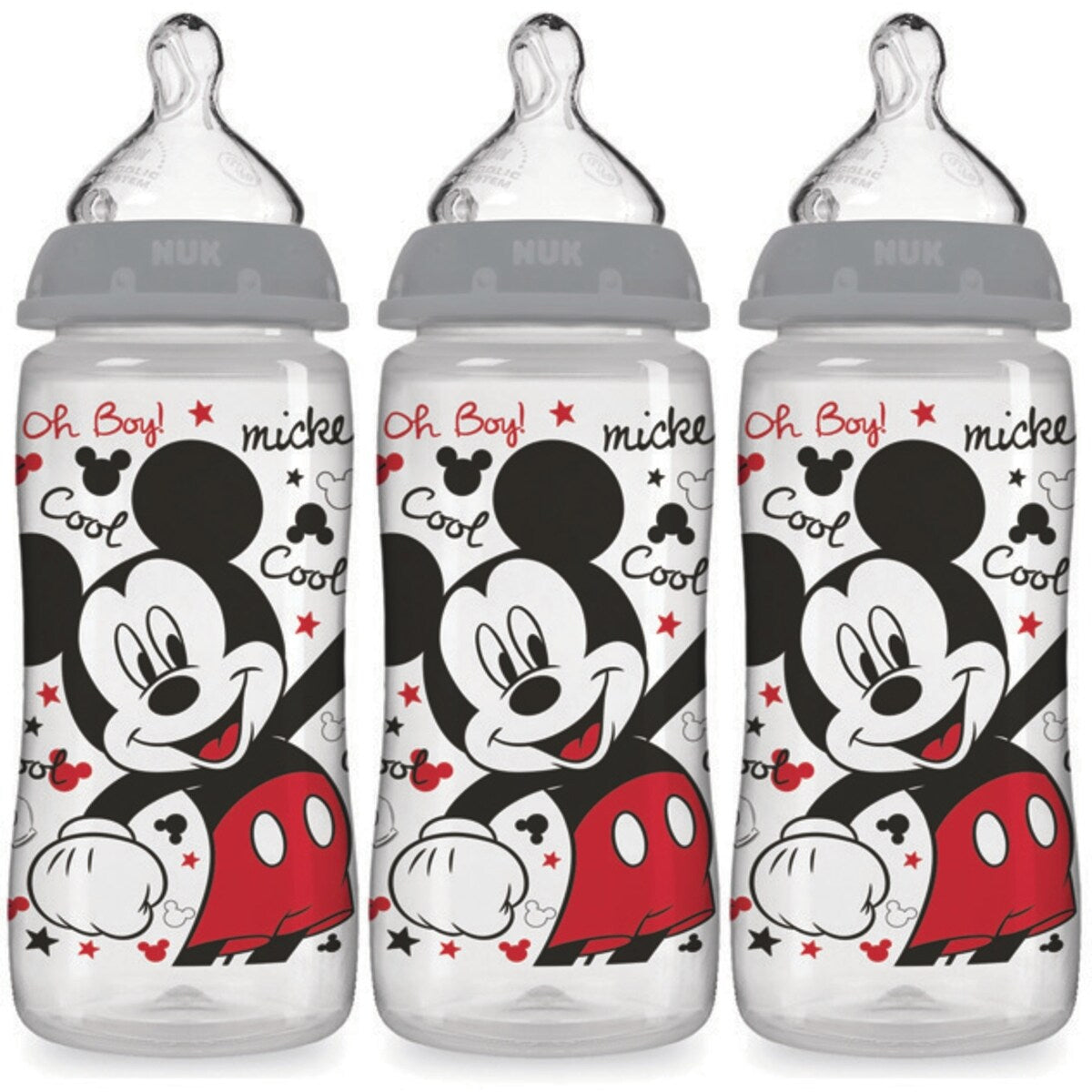Disney BOUTEILLE ORTHODONTIQUE MICKEY & MINNIE MOUSE FLUX LISSE 10OZ, 3PK, SILICONE