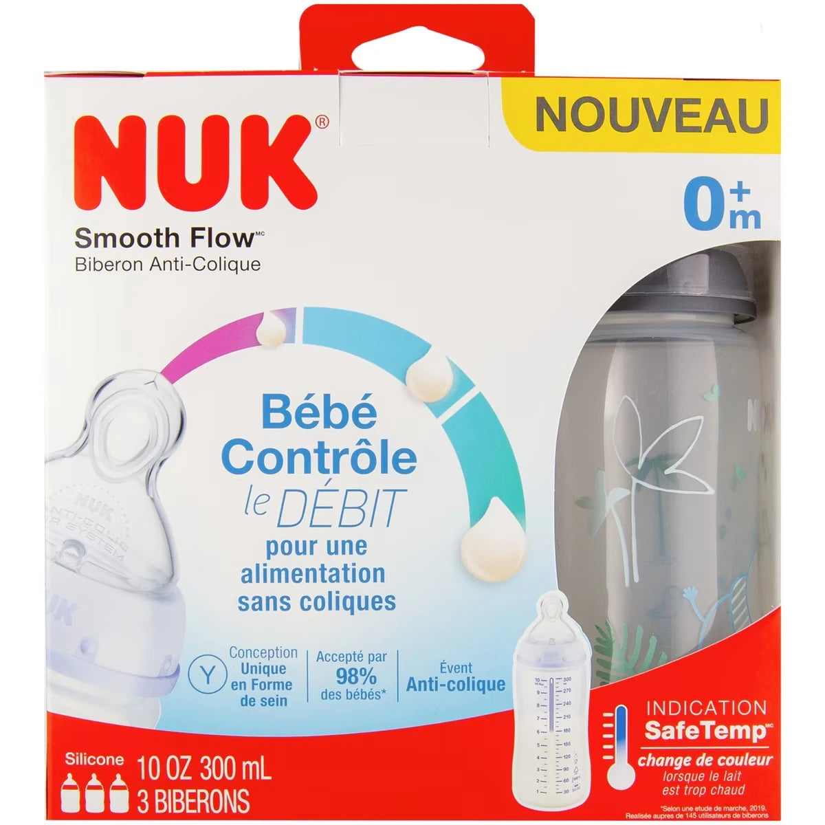 Bouteille Disney NUK Smooth Flow, Minnie Mouse, 10 oz, paquet de 3, 0 mois et plus