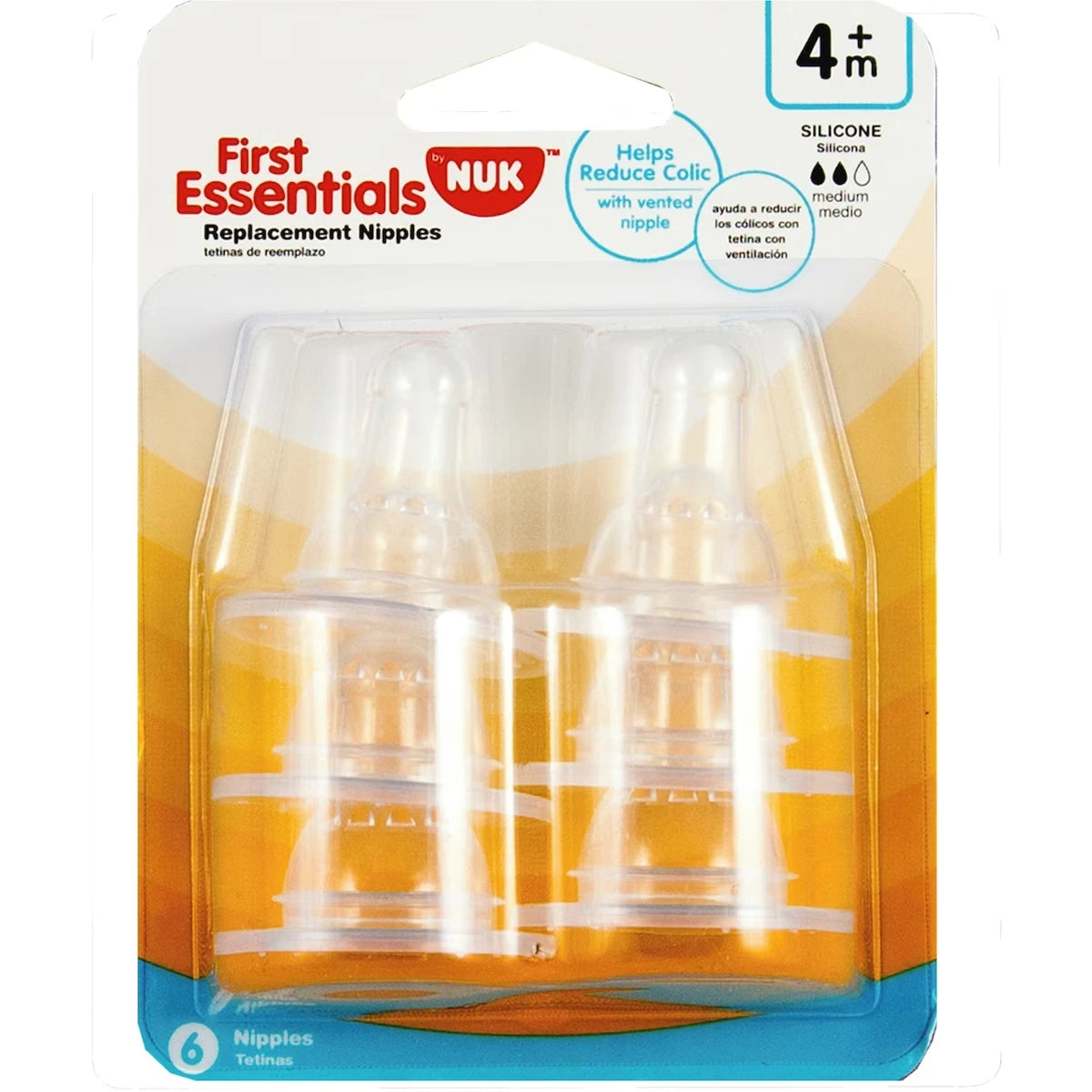 TÉTINE First Essentials, 6/PAQ., DÉBIT MOYEN, SILICONE
