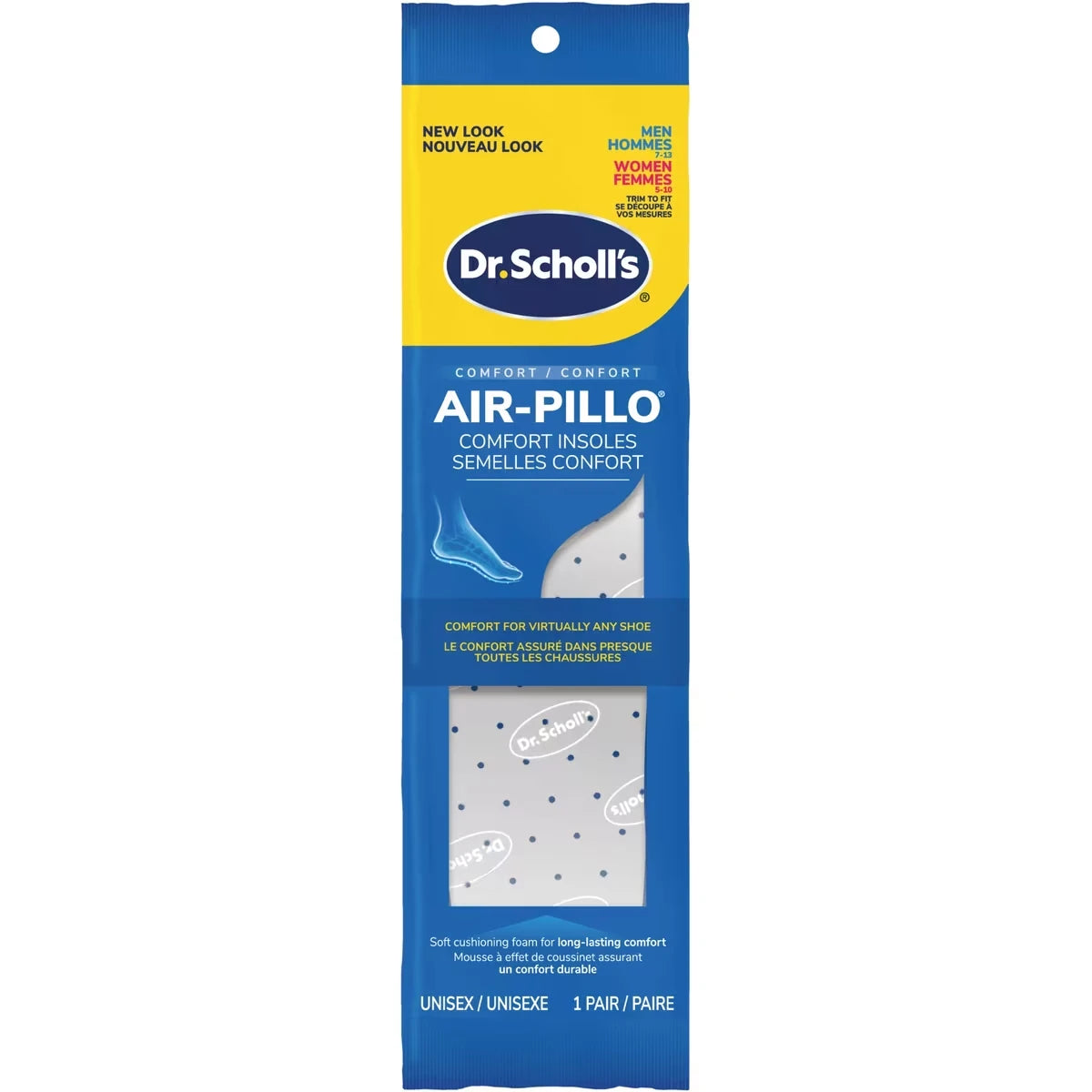 Semelles confort Air-Pillo®,  unisexes, hommes 7-12, femmes 5-10