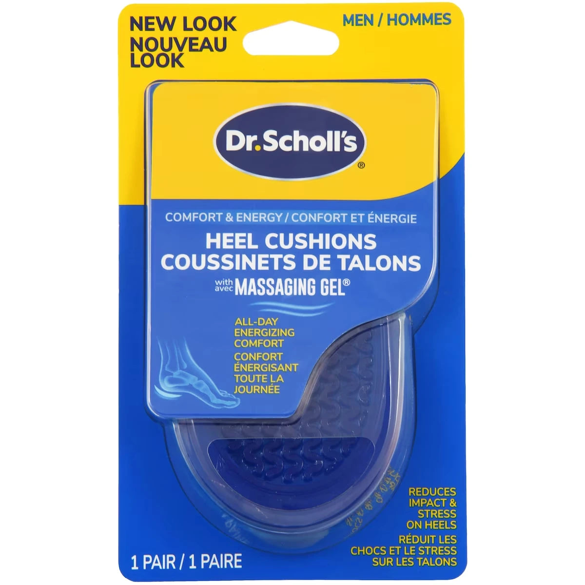 Coussinets pour talons avec gel massant, pointures 8 à 14 pour hommes