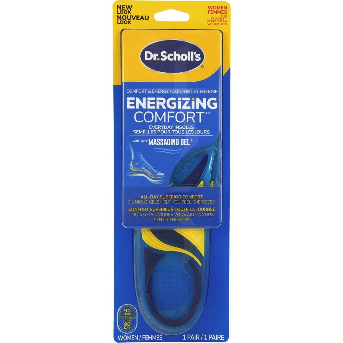 Semelles Dr Scholl’s Confort énergisant avec gel massant®,  Taille femme 6-10