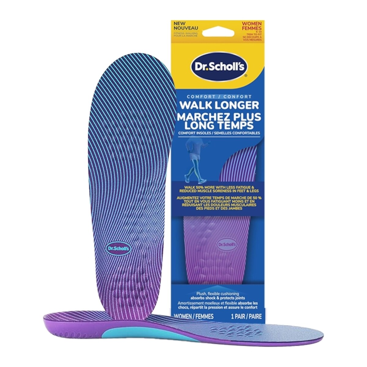 Semelles pour la marche active, taille 6-10 pour femmes