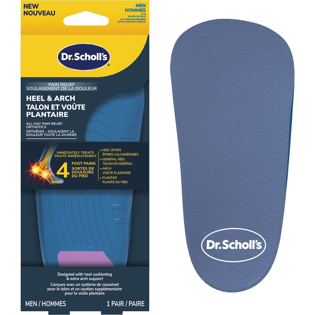Orthèses pour soulager la douleur au talon, pour hommes de taille 8 à 14
