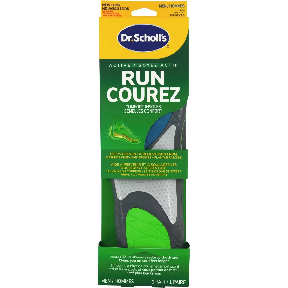 Semelles de course Active, pour hommes, découper pour adapter
