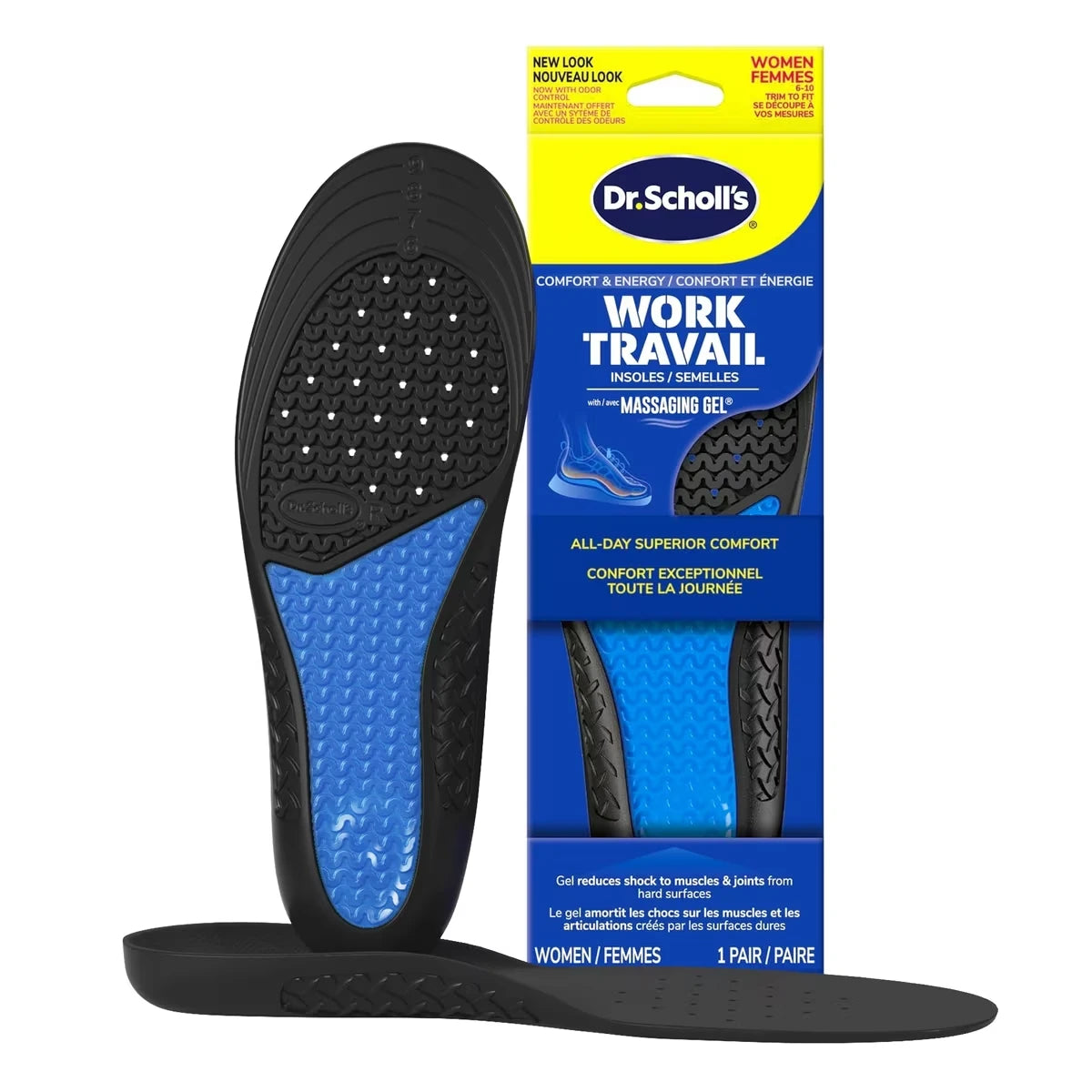Semelles travaillent toute la journée Confort supérieur (avec) Gel Massant®, Femmes, Ajustables