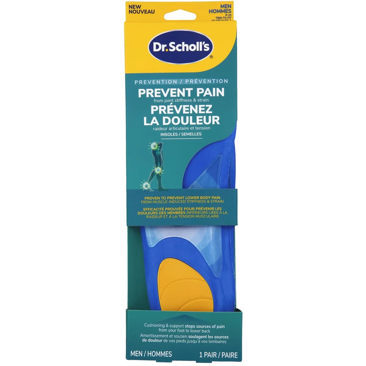 Semelles protectrices Prévenir la douleur, Tailles pour hommes 8-14