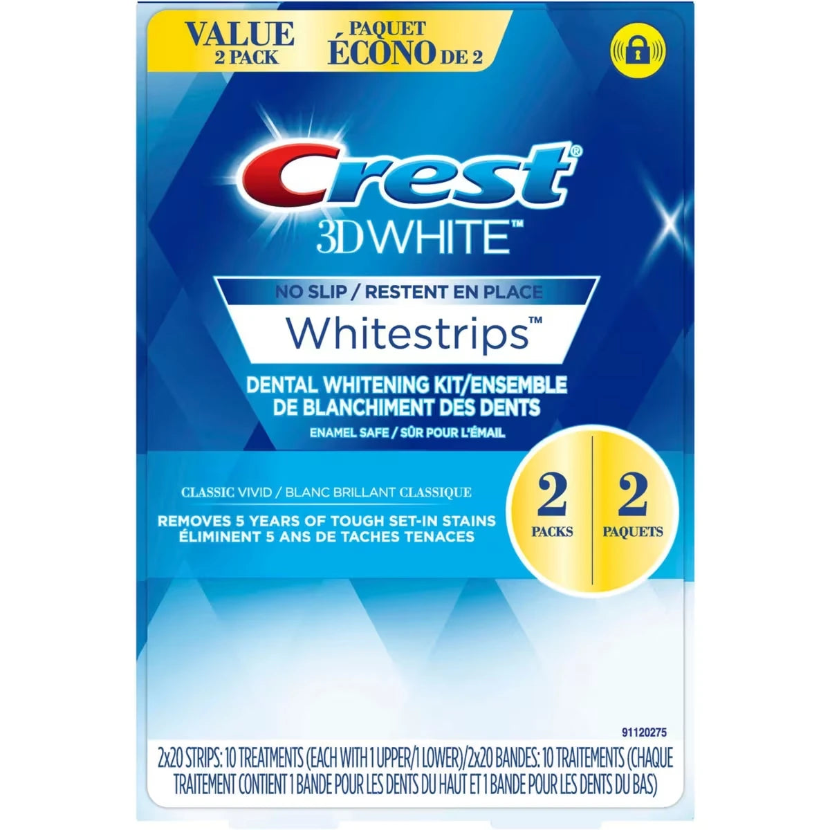 Bandes 3D White Whitestrips Blanc brillant classique, 20 traitements