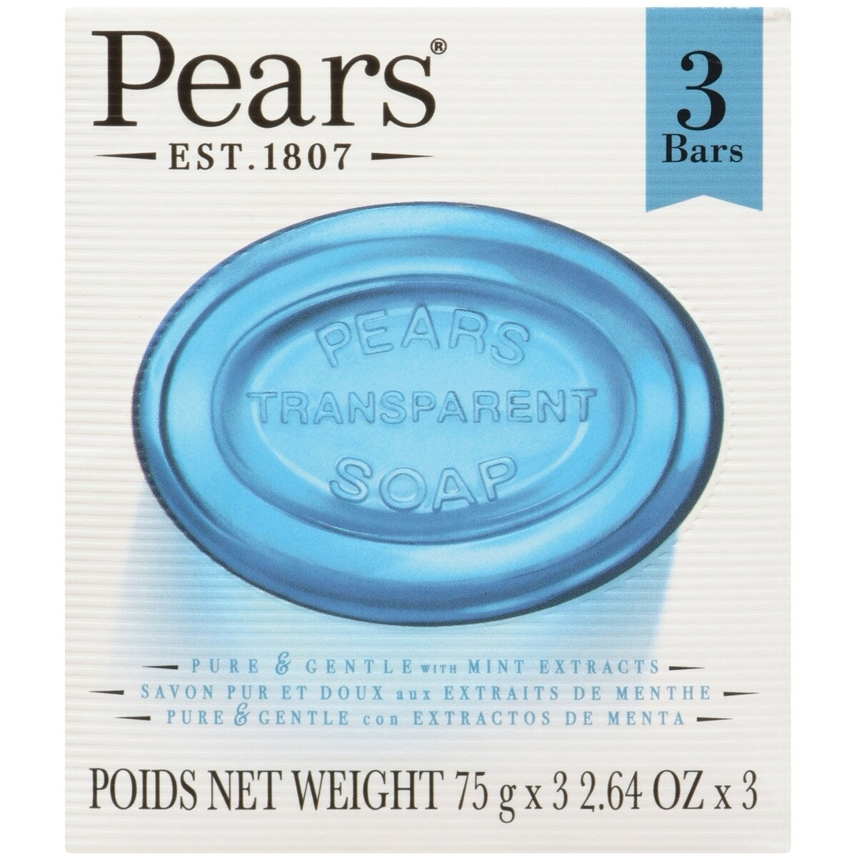 Savon transparent aux extraits de menthe 3 pk