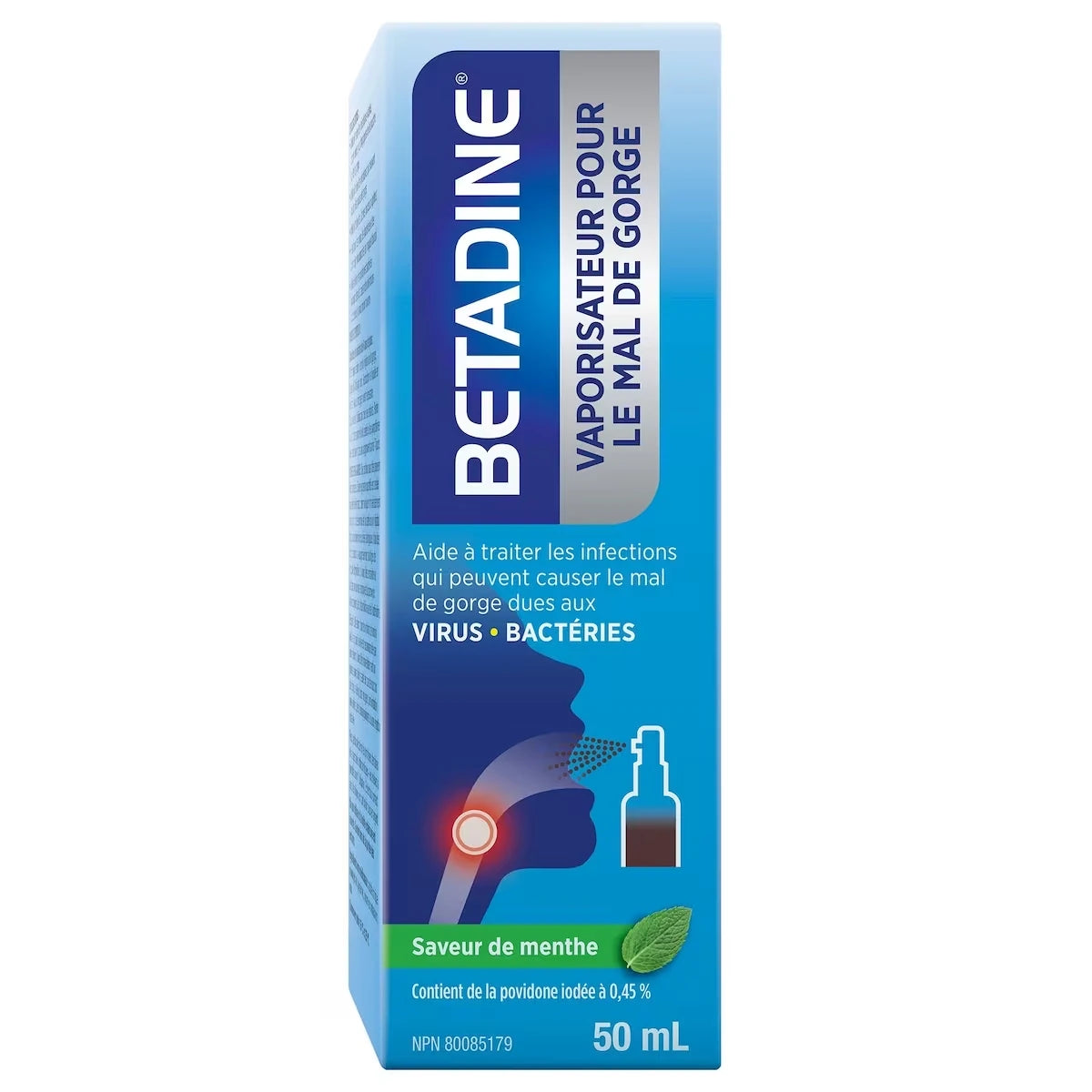 Vaporisateur pour le Mal de Gorge Saveur de Menthe 50 ml