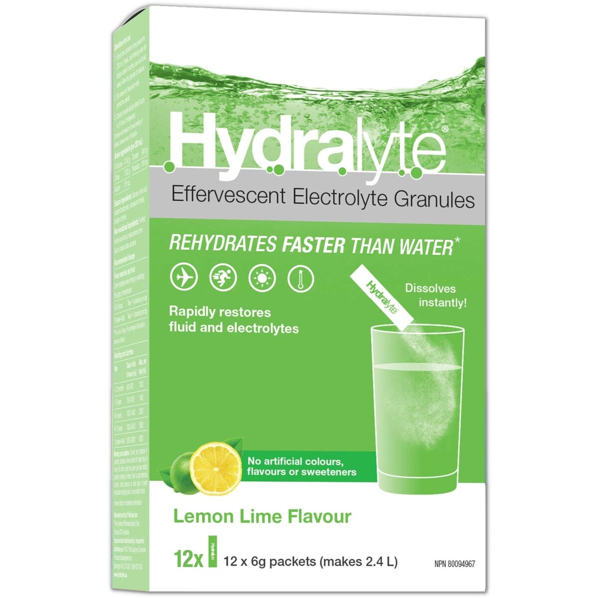 Granulés D'Électrolytes Effervescents, Citron-Lime