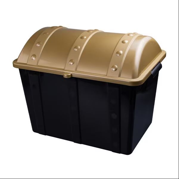 Treasure Chest Empty Plastic Black / Gold Ea